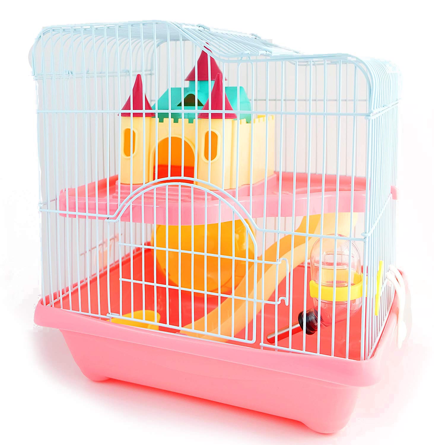 BPS® Hamsterkäfig, Hamstervilla mit Rad, Tunnel und Haus, 28 x 21 x 31 cm, Farbe wird nach Zufallsprinzip versandt