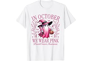 In October We Wear Pink Breast Cancer Awareness Halloween T-Shirt