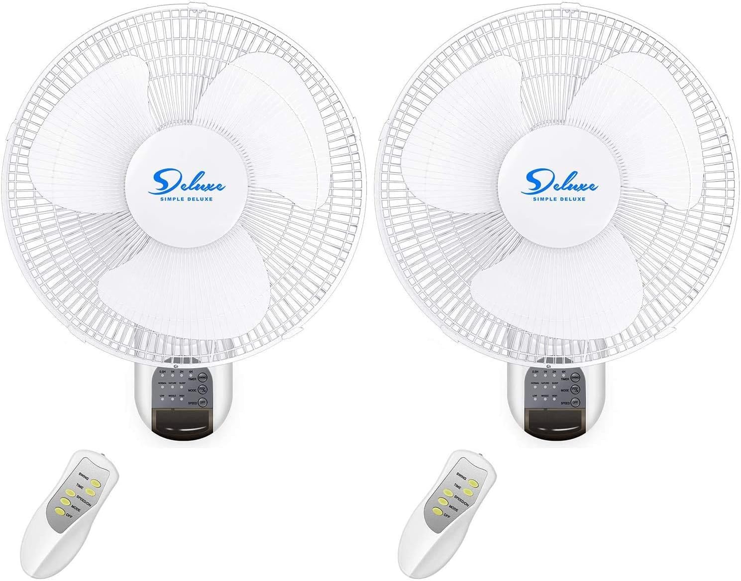 HealSmart 16 Inch Wall Mount Fan with Remote Control, 3 Oscillating Modes, 3 Speed, Timer, 2 Pack