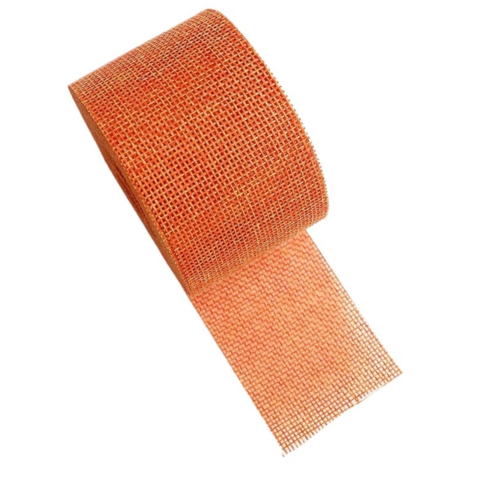 Burlap Fabric Roll 10M/Rolls Burlap Wired Ribbon Roll 5cm Wide Colorful Weave Jute for DIY Craft Wrapping Decor(15 Orange)