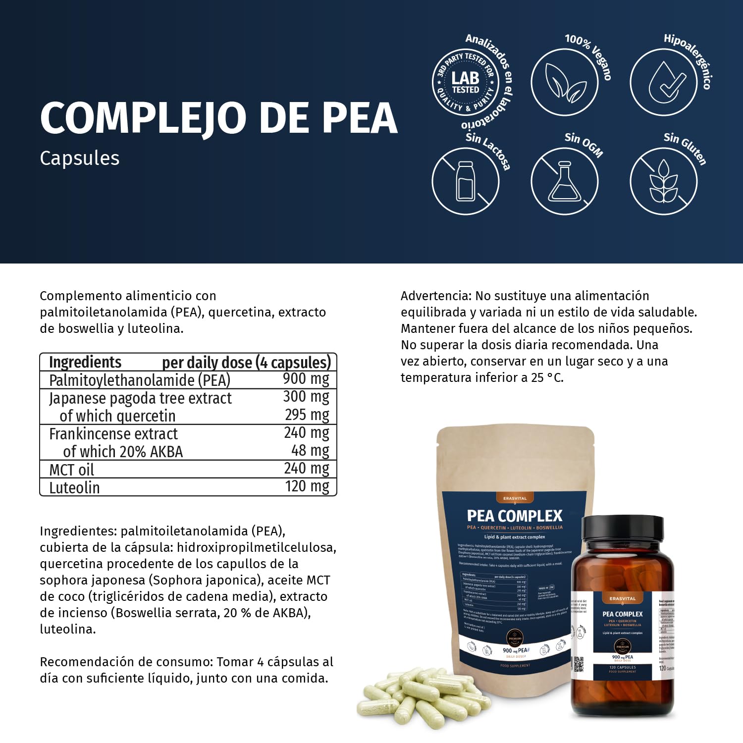 PEA COMPLEX – PEA mit Quercetin, Boswellia (20% AKBA) & Luteolin (360 Stk (1er Pack))