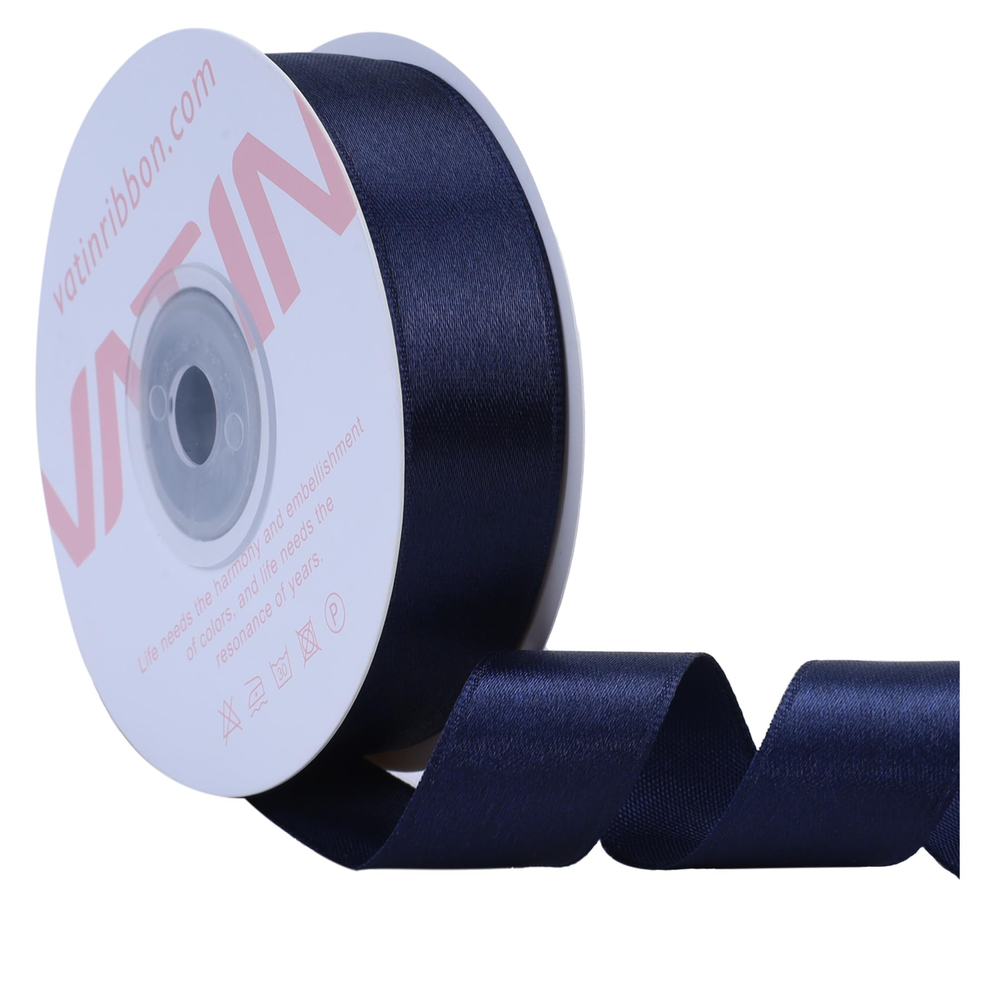 VATIN Navy Satin Ribbon Polyester 20mm X 23m(25 Yards) Craft Fabric Ribbon Perfect for Gift Wrapping,Hair Bow,Party Balloon Trimming