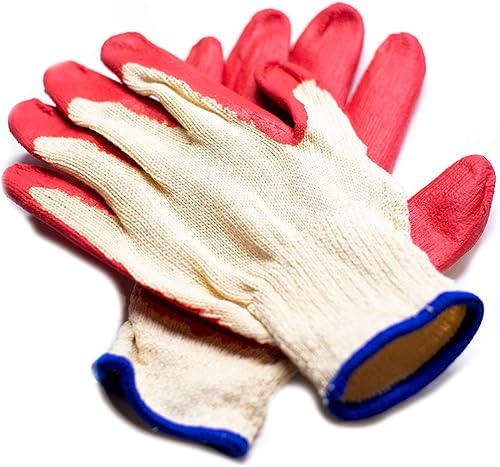 Miniatura 9 de G & F Products 3106-10 - Guantes de trabajo con revestimiento de nitrilo sumergido en látex para uso general, paquete de 10 pares, rojo, grande