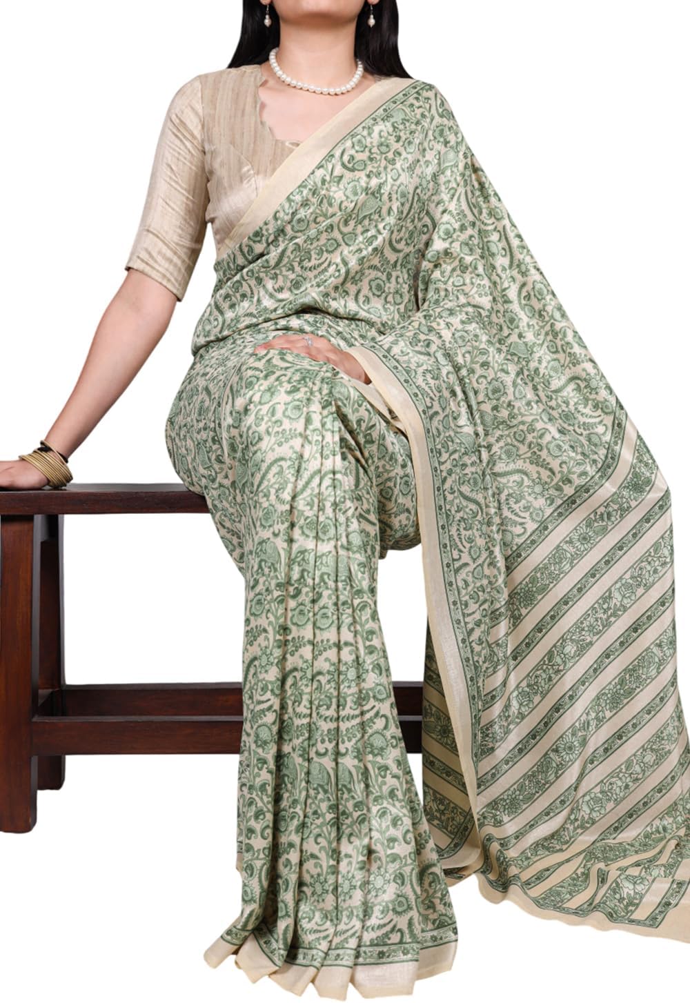 MOHIT CREATIONS Saree for women Zigzag weaves & Tasar silk Elegant Printed With Unstitched Blouse Piece