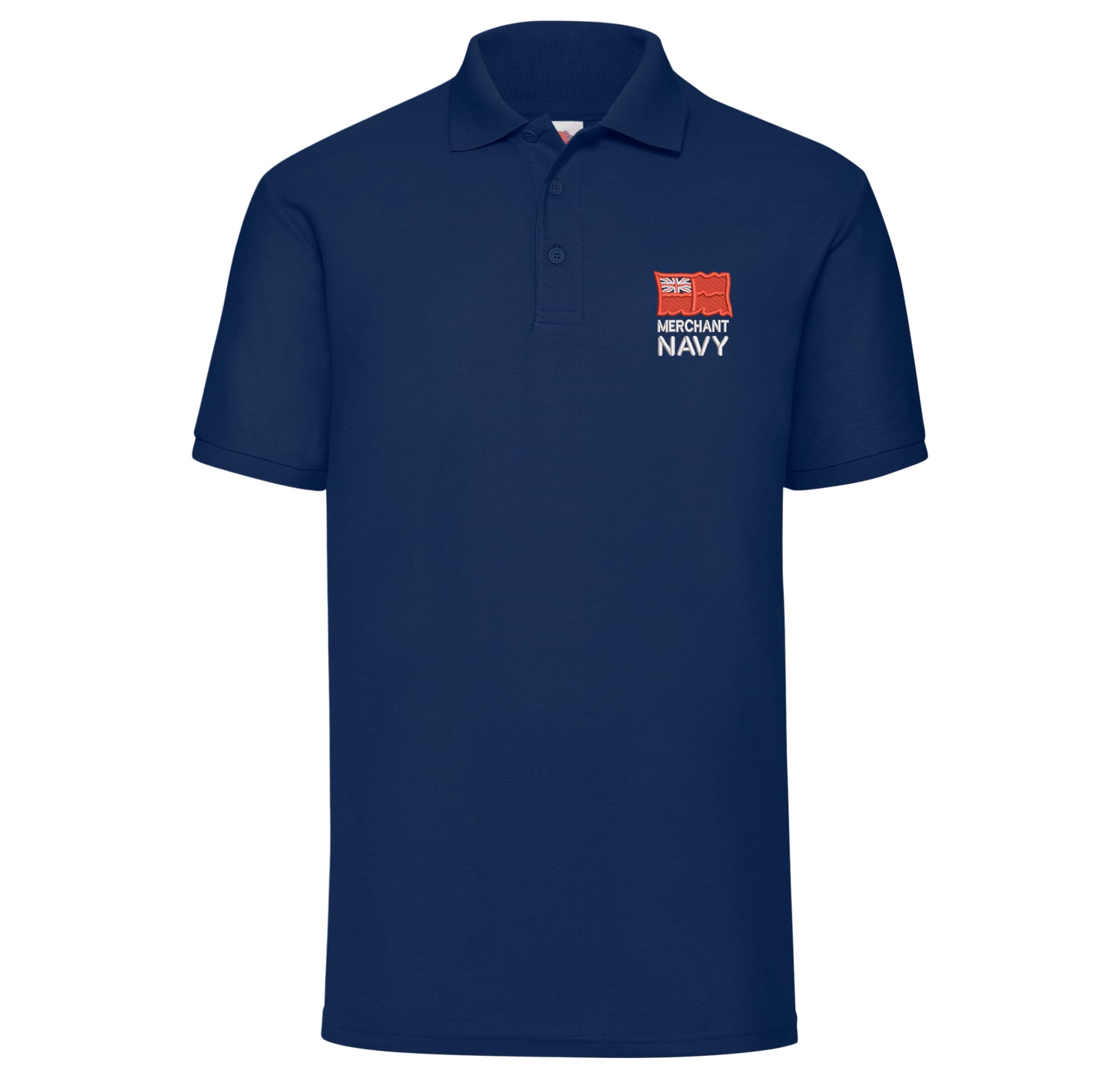 The Military Store Men's Navy Merchant Embroidered Polo Shirt, 2X Large