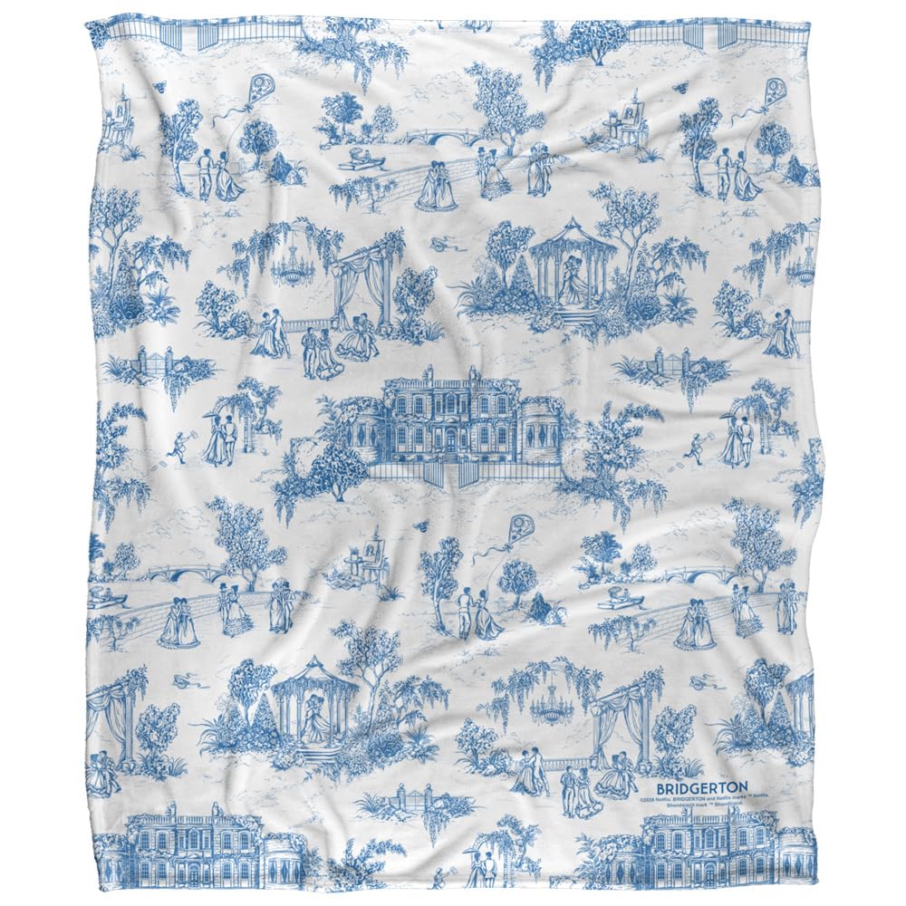 Bridgerton Around The Ton Toile Silky Touch Super Soft Throw Blanket 152 X 127 Cm