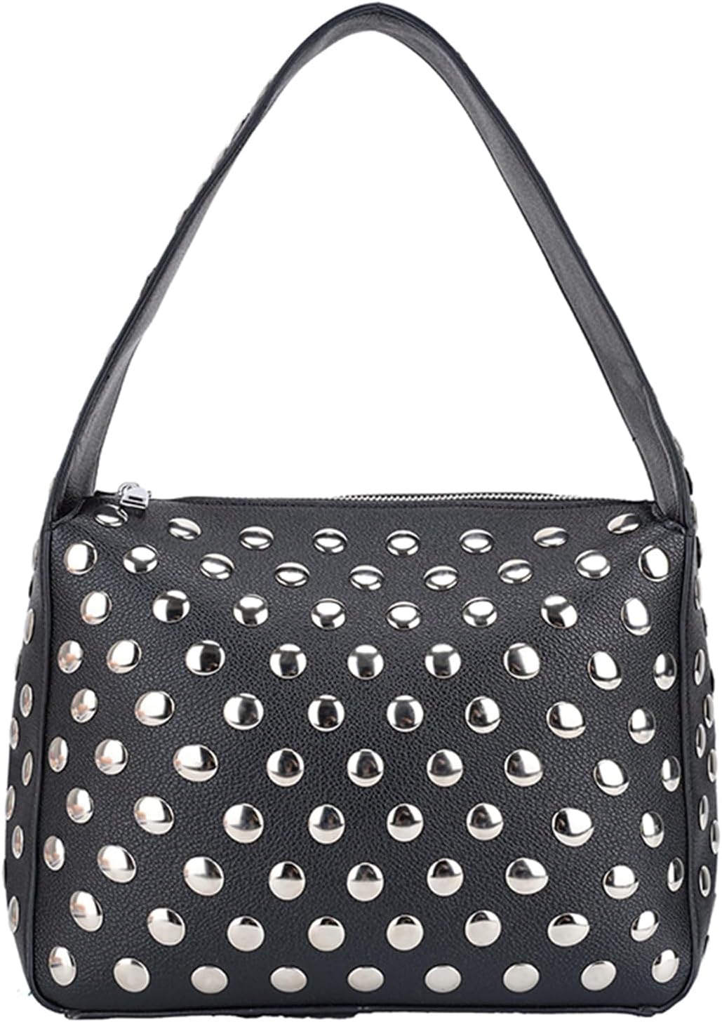 JQAliMOVV Studded Purses for Women Y2K Black Shoulder Bag Fall Punk Purse Leather Tote Bag Handbag