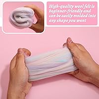 Vista 6 de Wool Roving - Lana de fieltro de aguja natural de 7.02 onzas a granel para hilar, manta de tejer con brazos, fieltro húmedo, manualidades, hilo