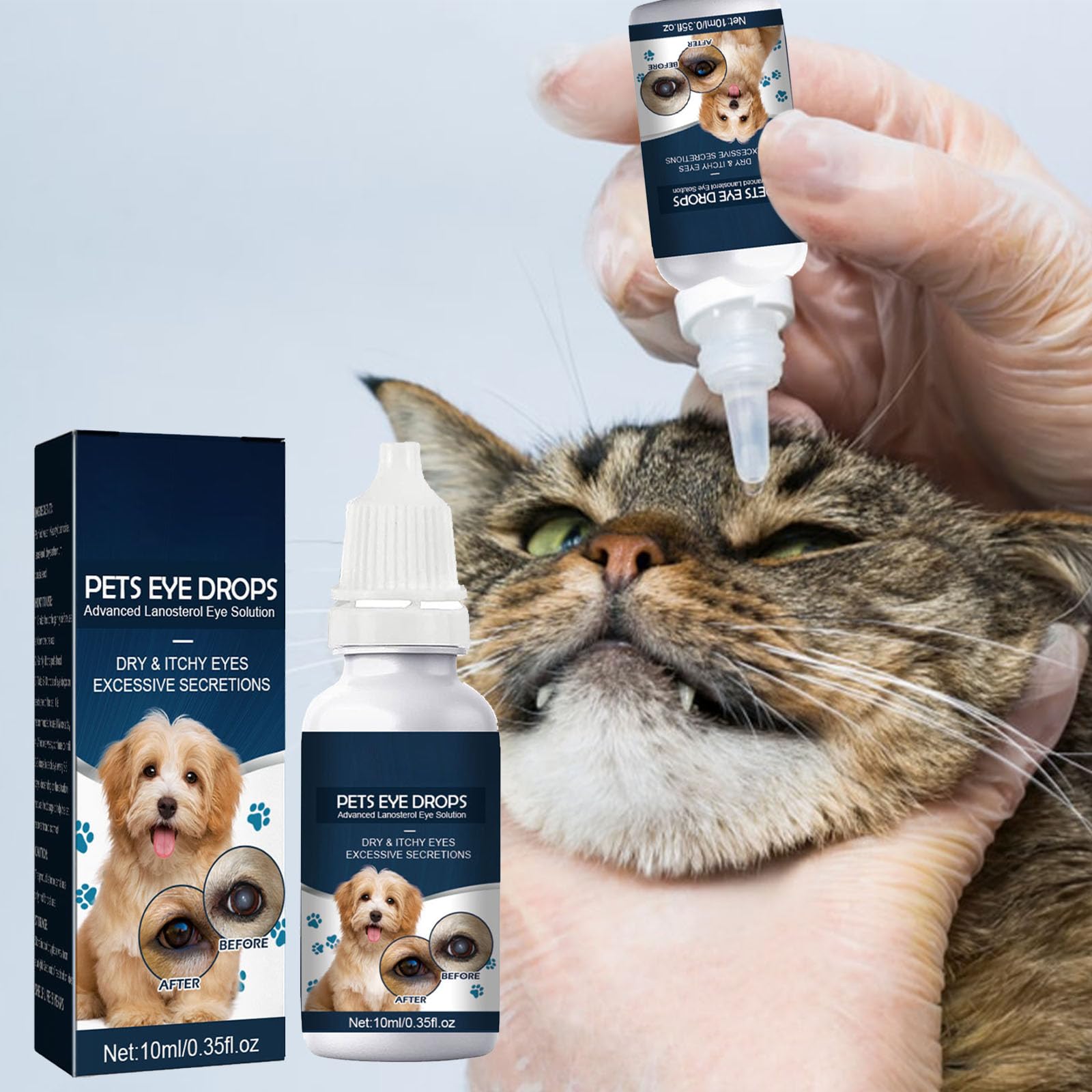 Pet Eye Drops,Pet Eye Drops For Cats And Dogs To Remove,Lubricating Eye Drops for Pet,Tear Stain Remover For Dogs & Cats,Eye Itching Relief Potion for Pets,Care And Cleaning Around The Eyes,10 ml - Image 3