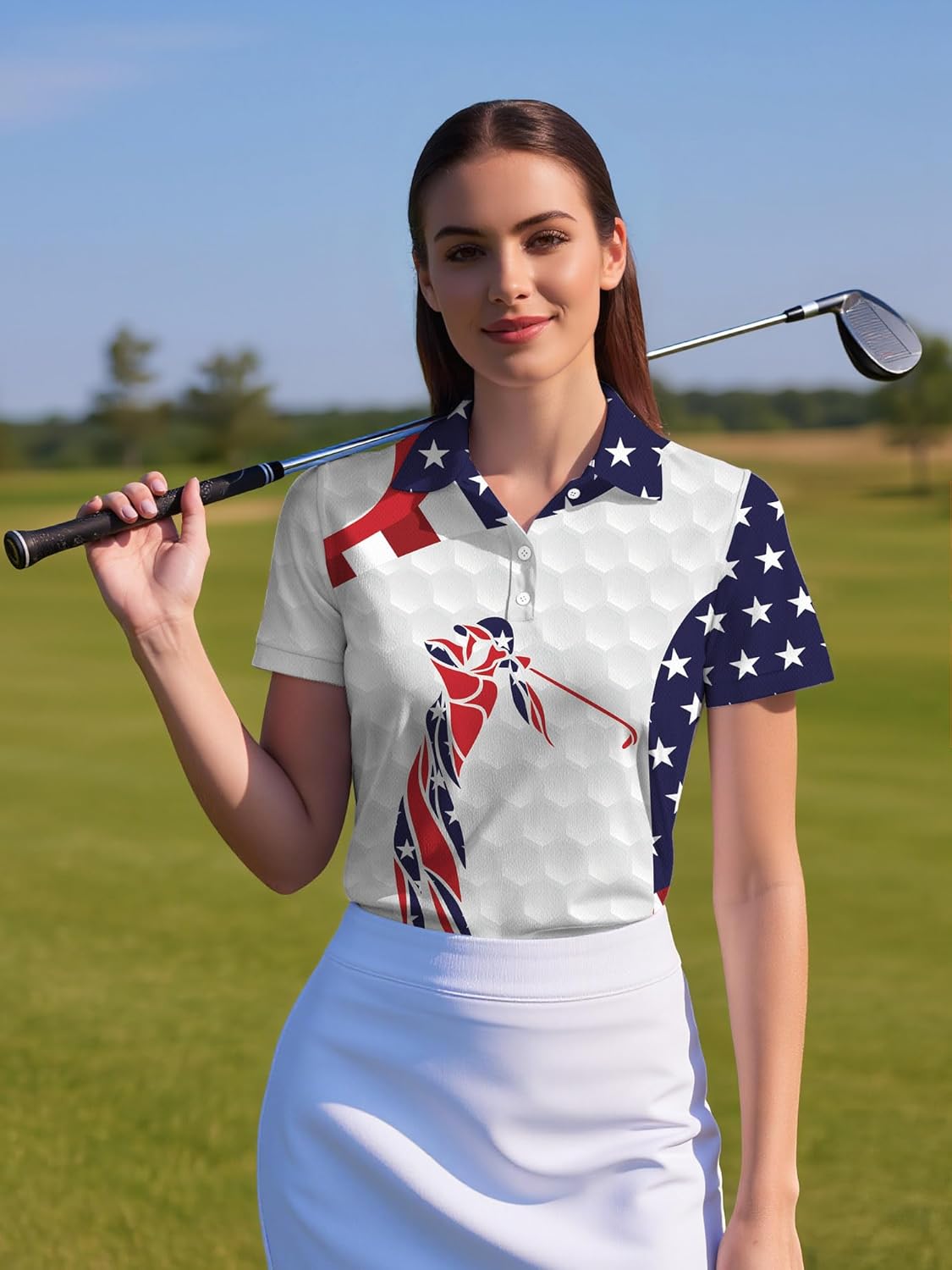 HIVICHI Funny Golf Shirts for Women Print Crazy Cute Novelty Short Sleeve Moisture Wicking Tennis Polo Shirt