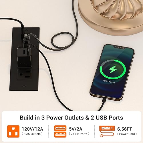 Miniatura 7 de Cyclysio Cómoda con perchero, 5 cajones con estación de carga y luces LED, unidad de almacenamiento blanca con ruedas, armario