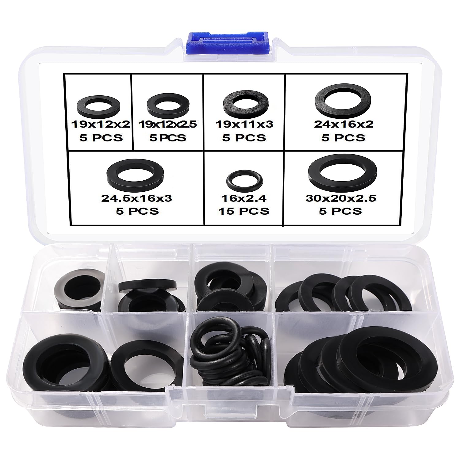 Lyeteung 45 PCS 1/2 3/4 1 Inch Hose Washers Kit, Rubber Tap Seal Plumbing Gaskets, Seal O Ring Gasket, Shower Hose Rubber Washers, for Water Faucet Shower Garden Plumbing