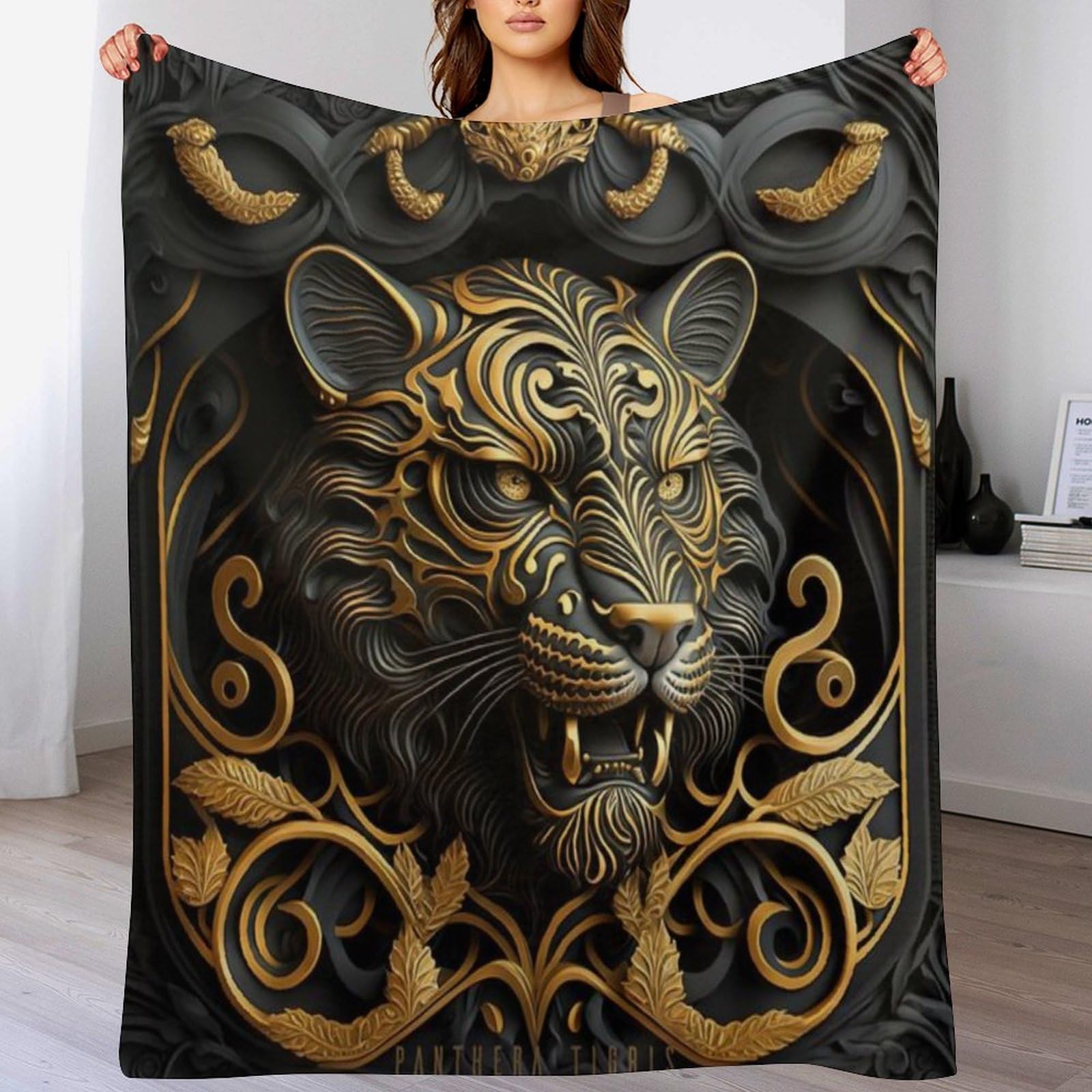 Plaid polaire tigre canapé lit - Couverture chaude en flanelle 140x180cm