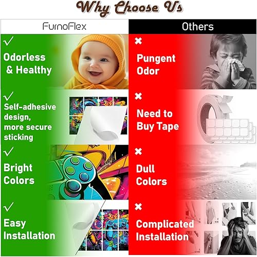 Miniatura 8 de FurnoFlex Paneles acústicos artísticos, azulejos decorativos para habitación, paneles absorbentes de espuma a prueba de sonido, amortiguación de