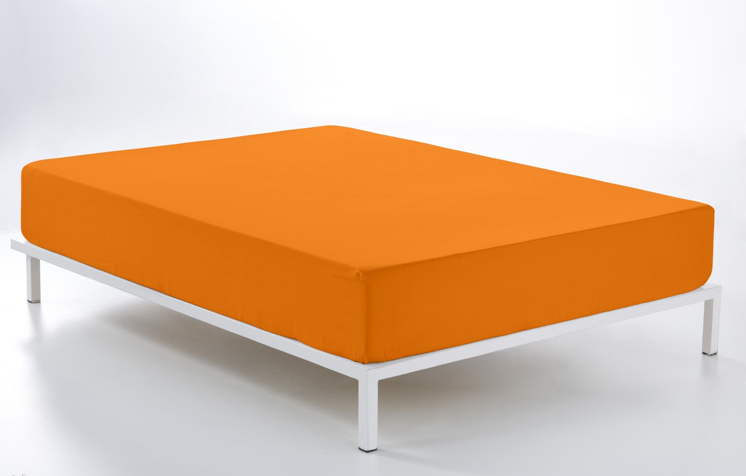 Drap housse orange 200x200 antidérapant en pur coton respirant 144 fils