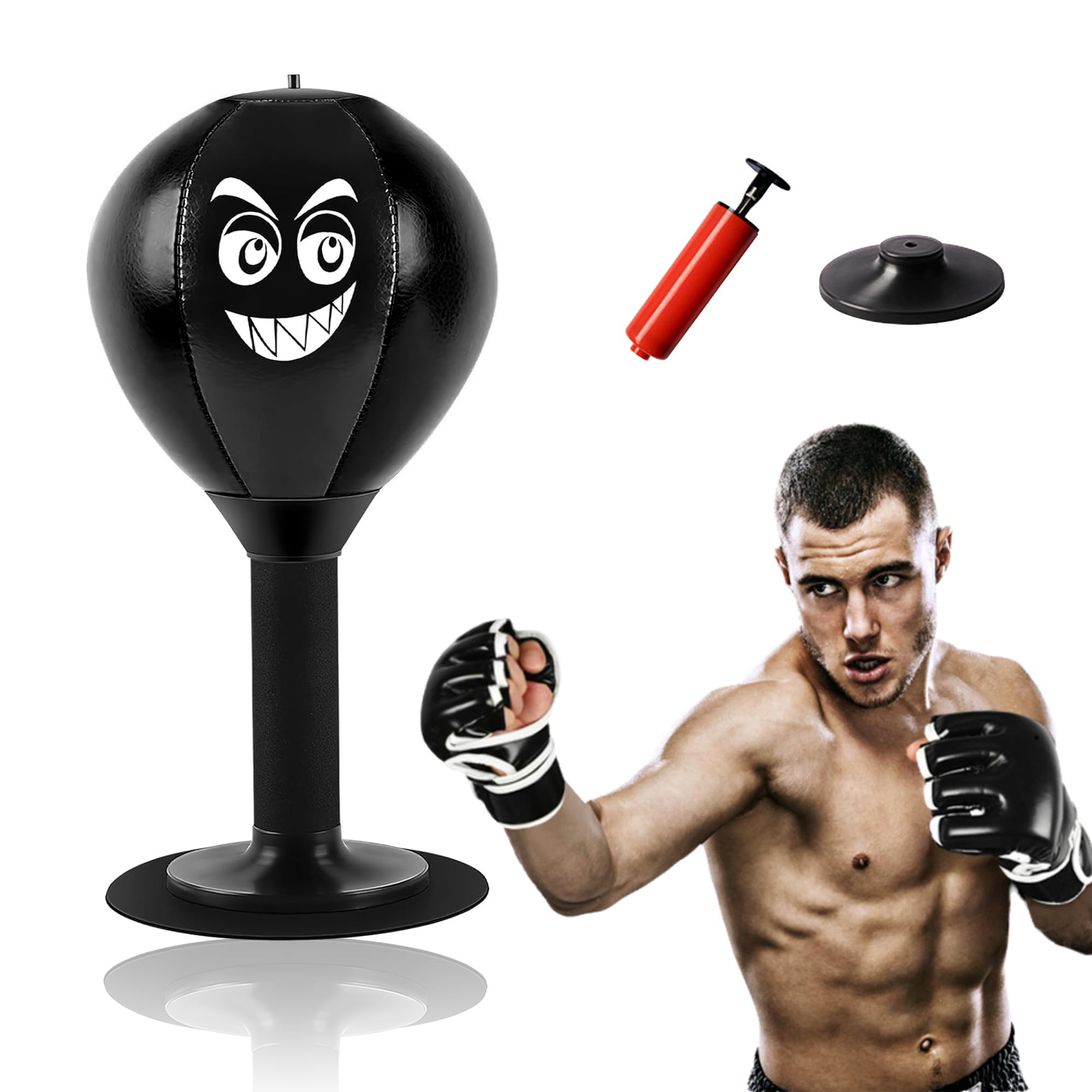 Sacco da pugilato da tavolo, sacco da boxe desktop autoportante con ventosa, borsa per colpi Rage, sacco da pugilato desktop mini, per attività a casa e in ufficio per lo stress