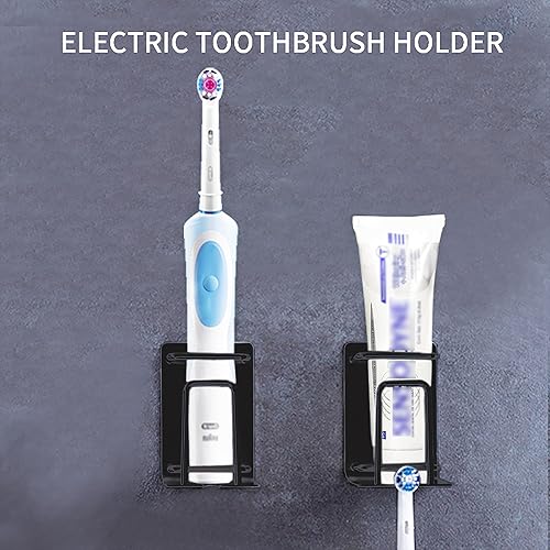 Miniatura 9 de Soporte para cepillo de dientes y pasta de dientes montado en la pared - Organizador de baño que ahorra espacio (negro)