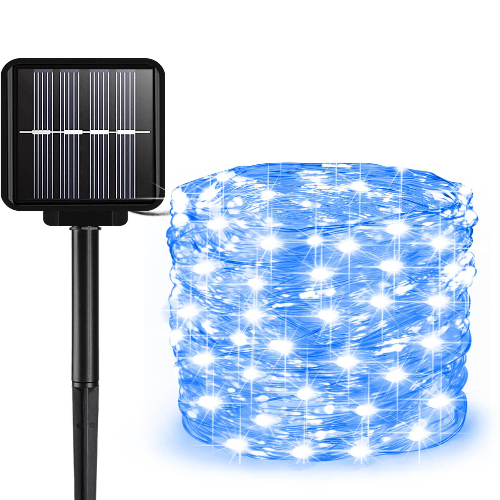 ALENEY Guirnalda de luces solares para exteriores, 99 pies, 300 LED, 8 modos, luces solares de hadas, luz impermeable al aire libre para patio, jardín, patio, árbol de Navidad, Halloween, boda, fiesta