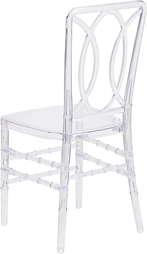 Miniatura 5 de Flash Furniture Paquete de 2 sillas apilables Flash Elegance Crystal Ice con respaldo de diseñador, silla para eventos, resistente a los rayos UV