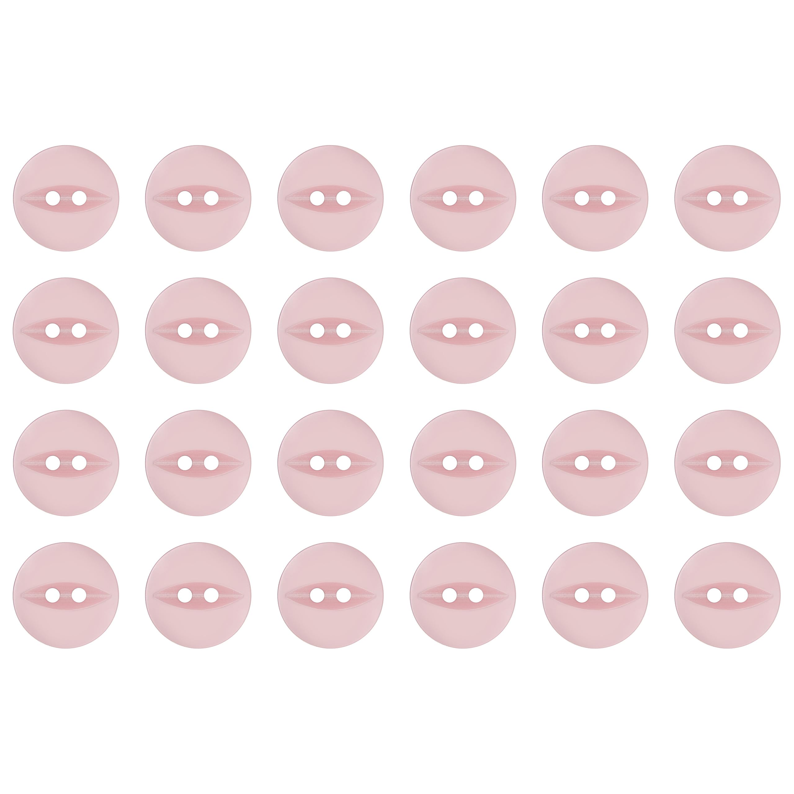 Pack of 24 Pink 16mm Fish Eye Buttons Round Flat 2 Hole 26L 26 Ligne Pearlescent Finish
