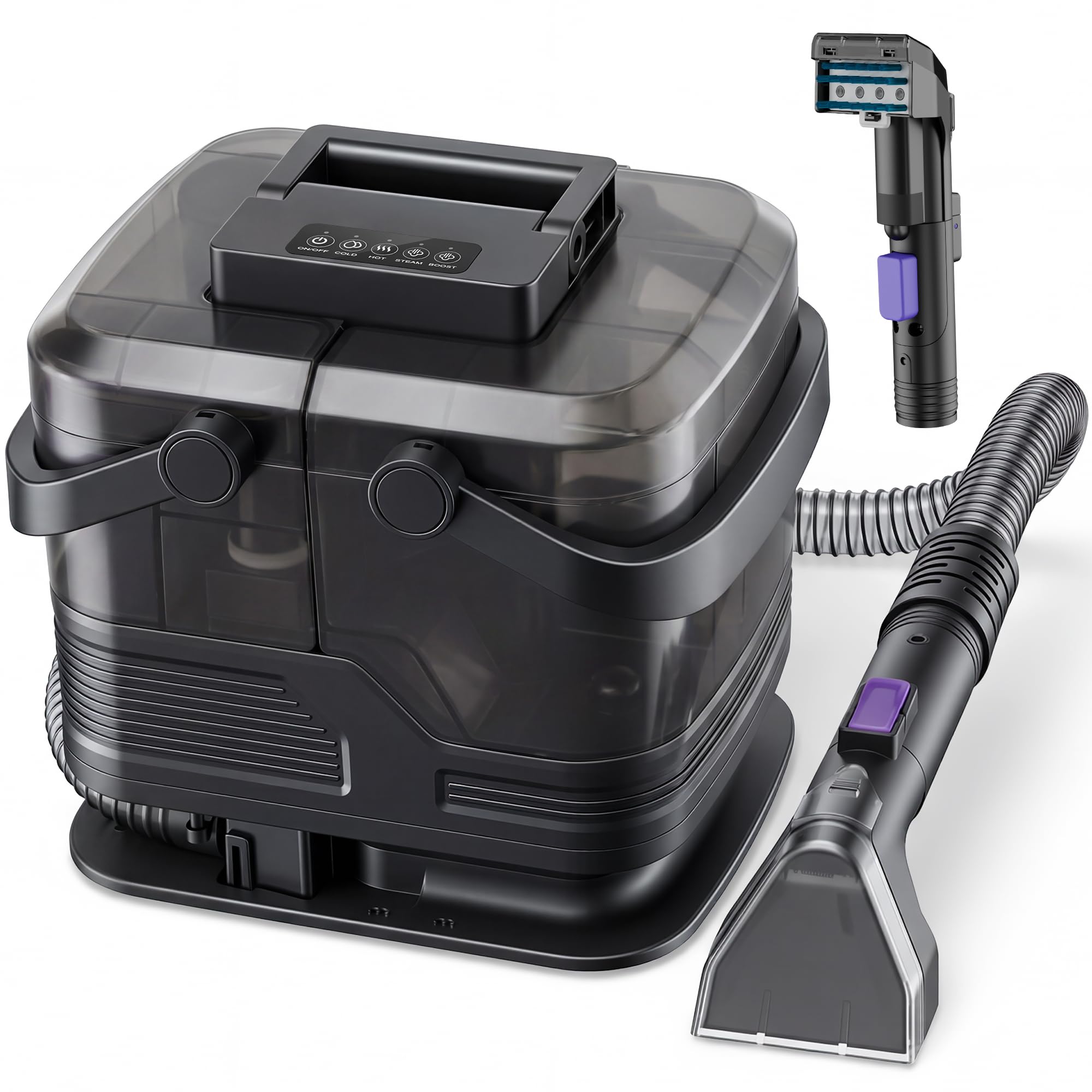 Beisty Steam Carpet Cleaner - Portable Spot Cleaner Machine with Steam & Hot Water, 20 KPa Powerful Suction, 5-in-1 Deep Cleaning for Upholstery, Sofa, Car Seats, Carpets & Pet Stains