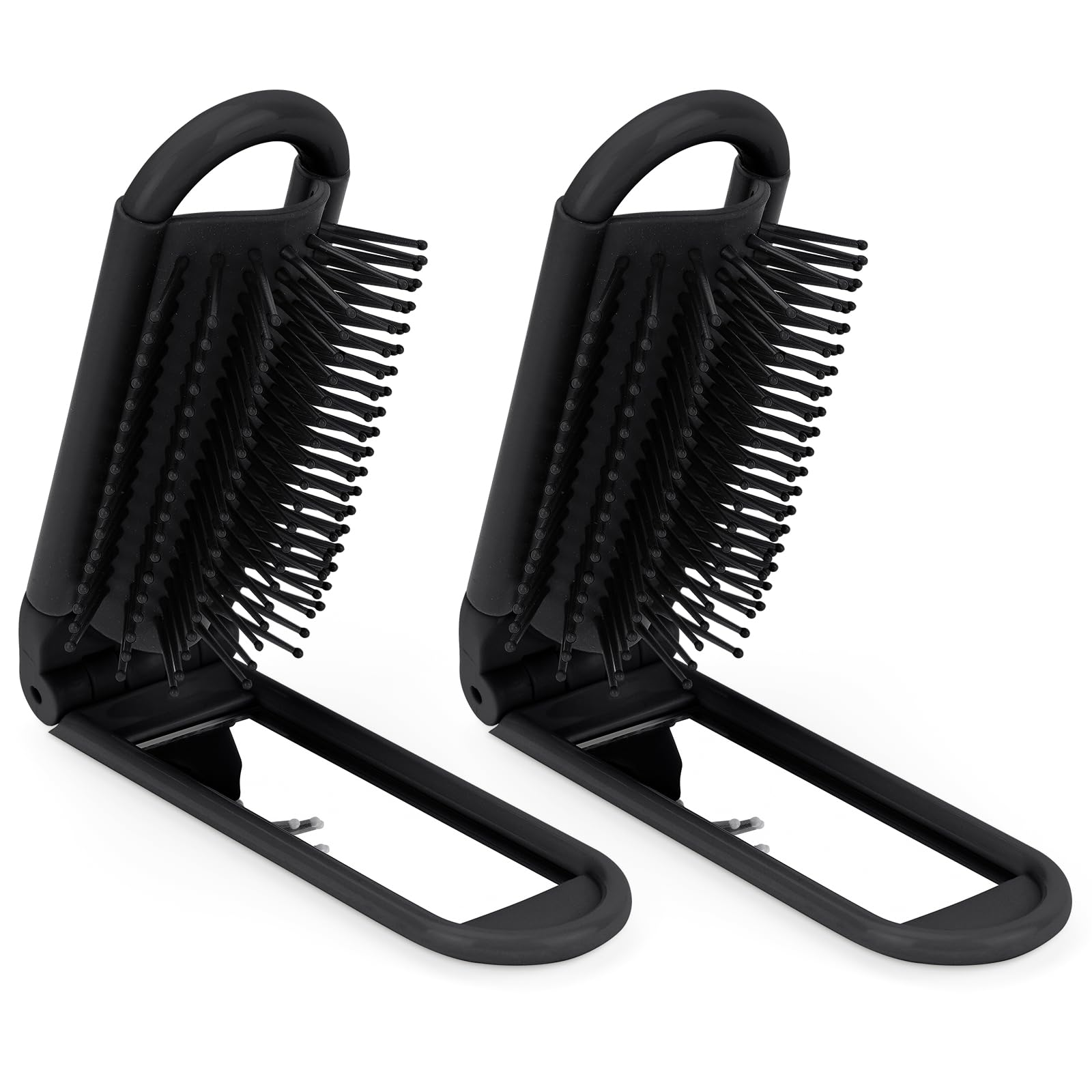 OSDUE Folding Hair Brush With Mirror, Mini Travel Portable Pocket Size Comb With Soft Nylon Bristles - Image 2