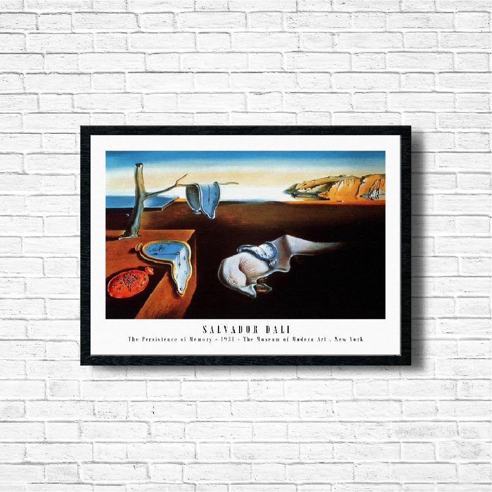 Salvador Dali - The Persistence of Memory print, Famous classic paintings, Iconic painters art work, A4 / A3 Home Decoration Wall Art Deco, Frame options available (A4 Print Only)