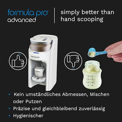 Baby Brezza Formula Pro Advanced - Automatic Bottle Maker - Mixes Milk Powder & Water Perfectly at the Touch of a Button - 3 Temperatures - For All Bottles & Powders - BPA Free - White