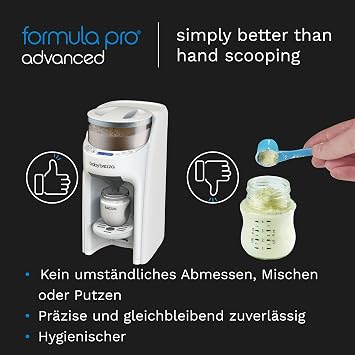 Baby Brezza Formula Pro Advanced - Automatic Bottle Maker - Mixes Milk Powder & Water Perfectly at the Touch of a Button - 3 Temperatures - For All Bottles & Powders - BPA Free - White
