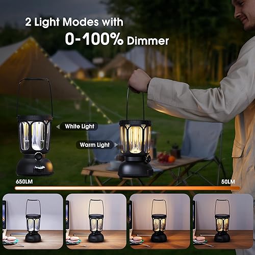 Miniatura 3 de Mesqool Faroles para cortes de energía LED linterna de camping recargable con batería solar manivela