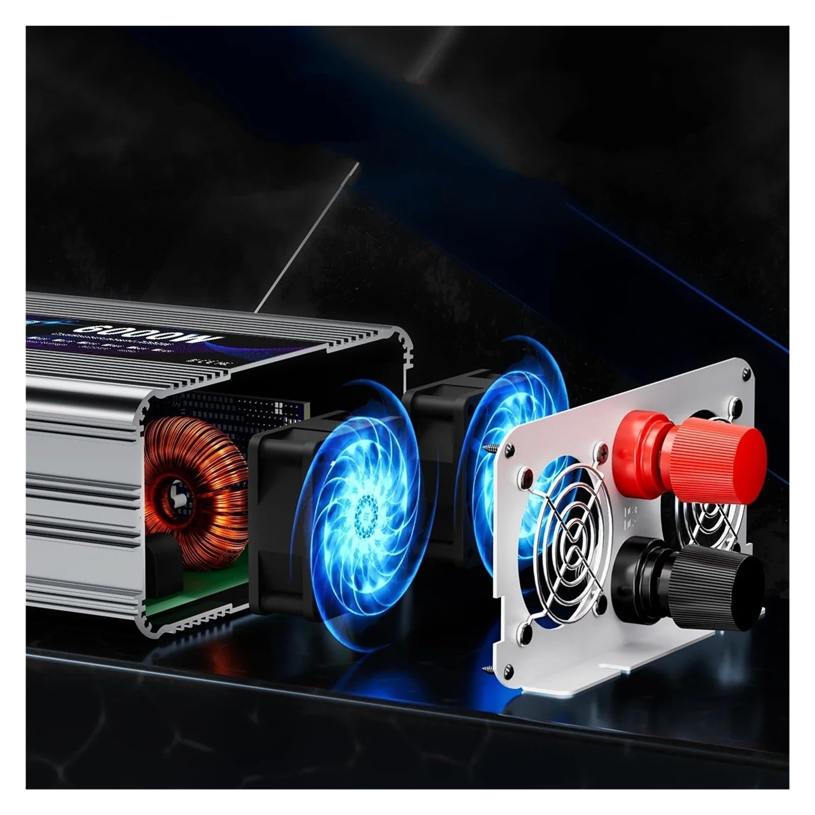 Inversor Potencia Onda Sinusoidal Pura 3000 W/6000 W 12 V CC A 220 V CA 2 Salidas con Puertos Carga USB 2,1 A Toma Universal Convertidor(12V,6000W)