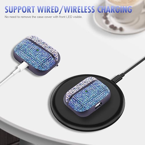 Miniatura 3 de Valkit Funda compatible con AirPods Pro 21, funda para AirPods con diamantes de imitación brillantes con purpurina, fundas protectoras duras a