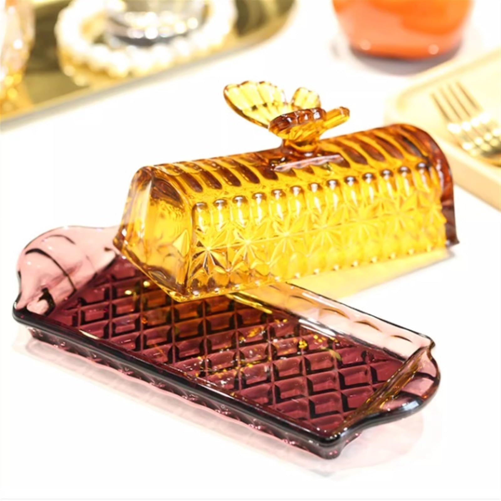 【即購入可】vamir ラック an-butter storage box 01 Amazon.com | WAOCEO Butter Dish with Lid Vintage Colorful