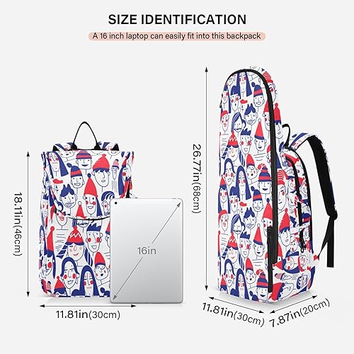 Miniatura 3 de Bolsa de tenis y bádminton lindo patrón resistente de personas cara feliz azul rojo deportes tenis bádminton bolsa para hombres mujeres tenis