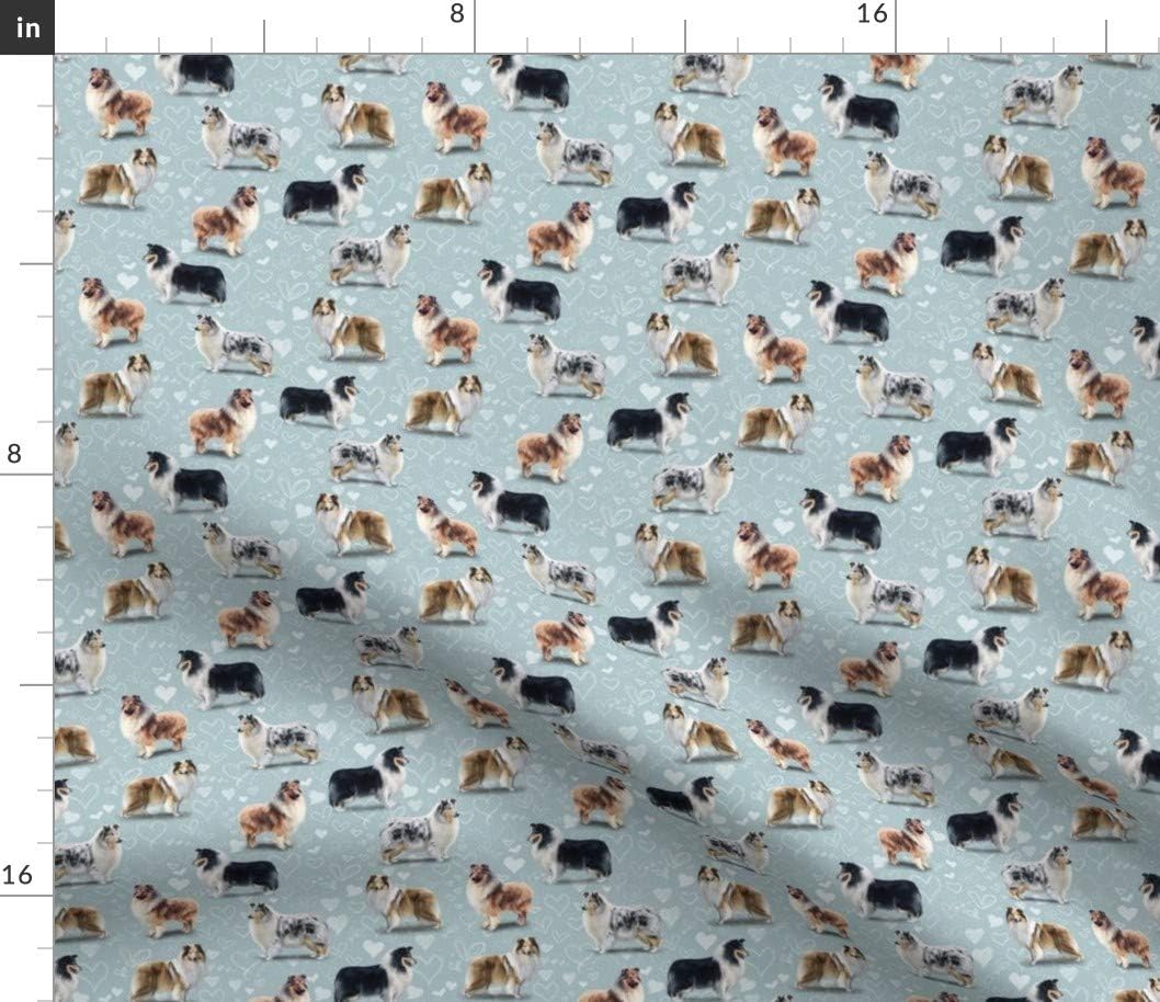 Spoonflower Fabric - Collie Dog Dogs Border Scottish Welsh Printed on Petal Signature Cotton Fabric by The Yard - Sewing Quilting Apparel Crafts Decor