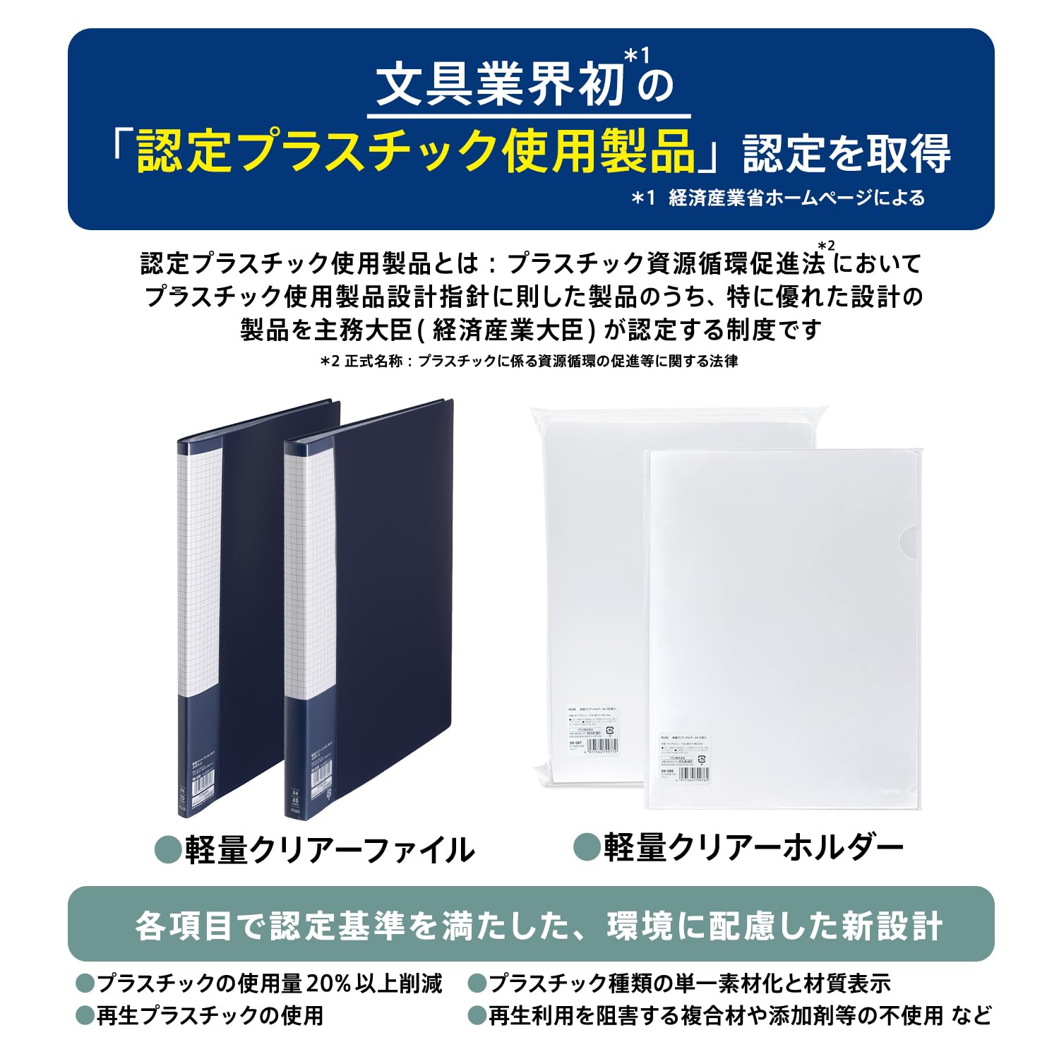 Amazon | プラス クリアファイル クリアホルダー A4 大臣認定 基準値1