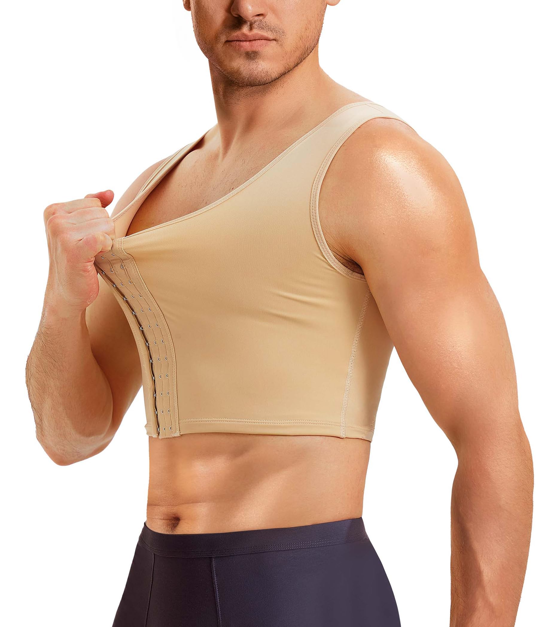 TAILONG Mens Compression Corset Vest Hide Gynecomastia Chest Binder Tank Top Faja para Hombre