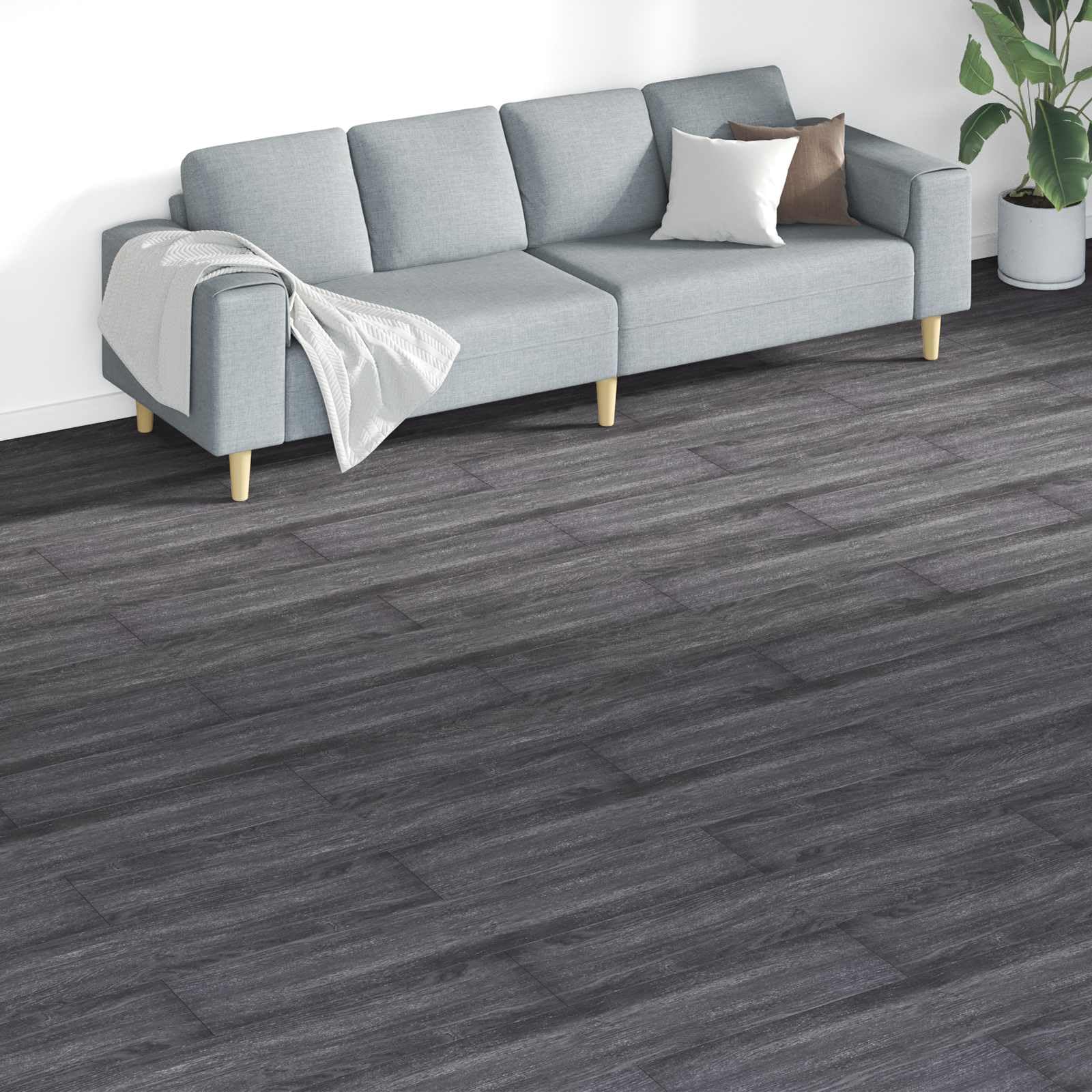 18 tablones de suelo de PVC en blanco y negro, 5,26 m², autoadhesivos, rectangulares, para salón, cocina, pasillo, interior, diseño moderno, antideslizante y fácil de limpiar