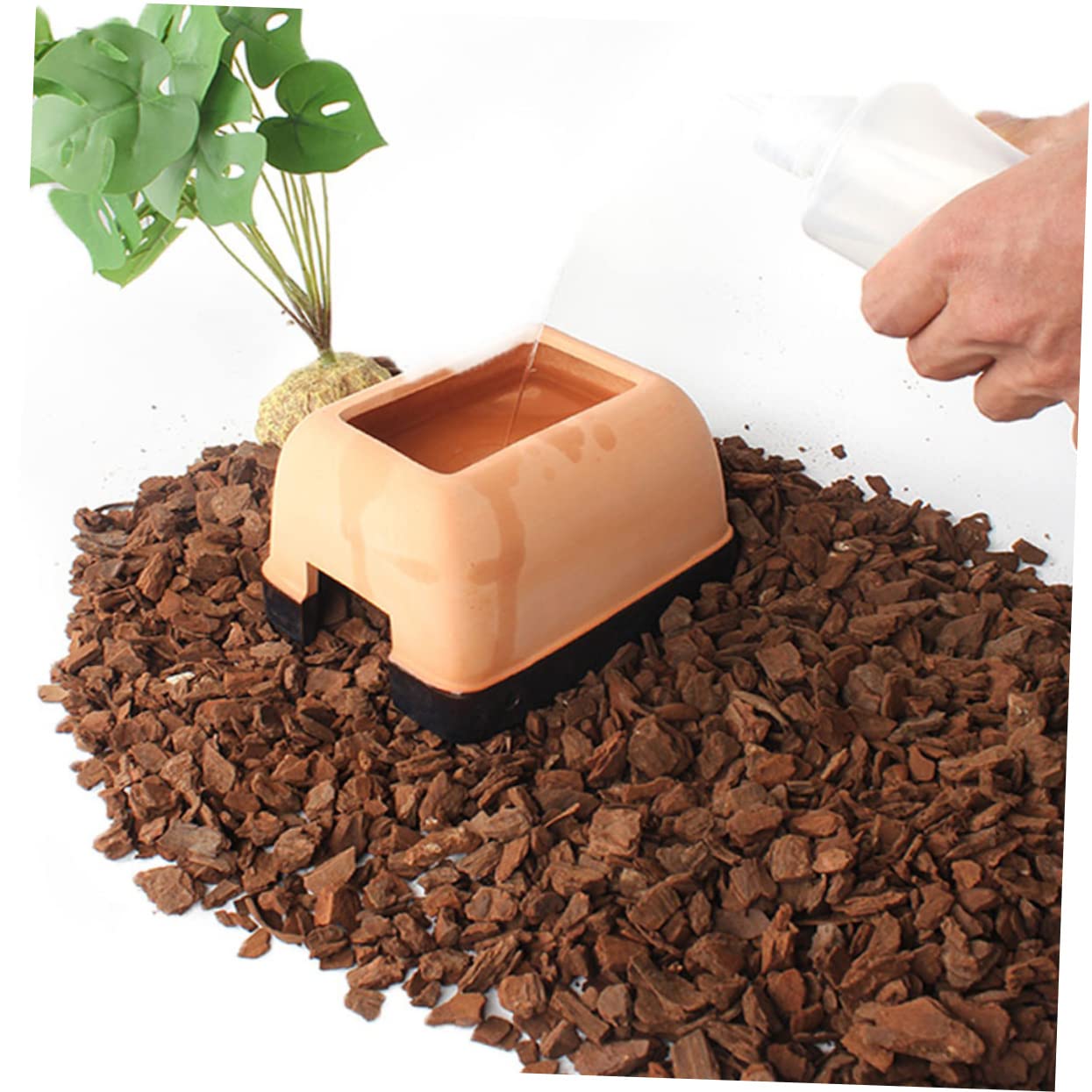 Caverna Umidificante Per Rettili Ceramica Rifugio Simulato Per Lucertole e Tartarughe Decorazione Terrario Resistente e Salubre Per Animali Striscianti