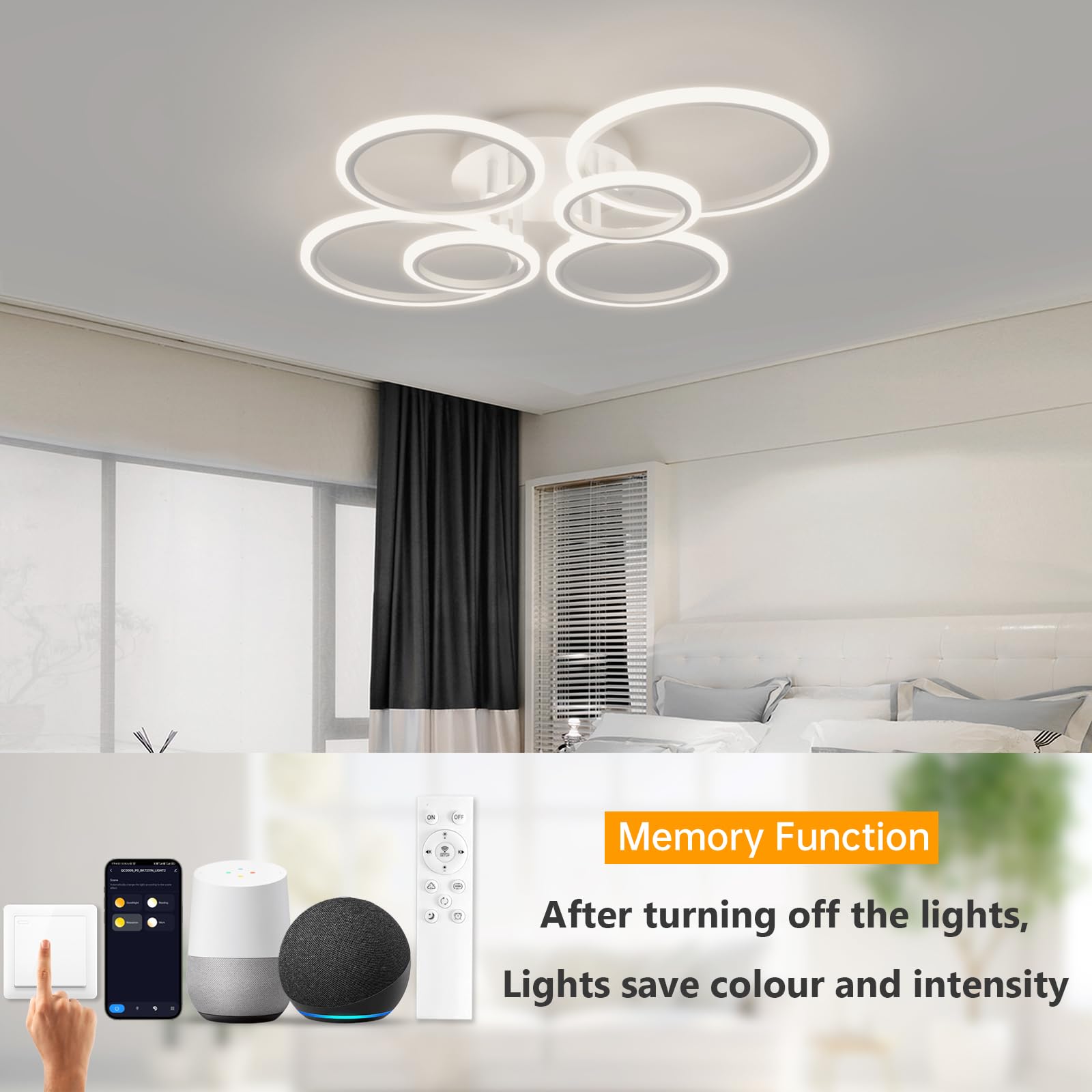 Lampadario Con Ventilatore YUNLONG - Smart, WiFi, Compatibile Con Alexa E Google Home, Nero - Foto 11