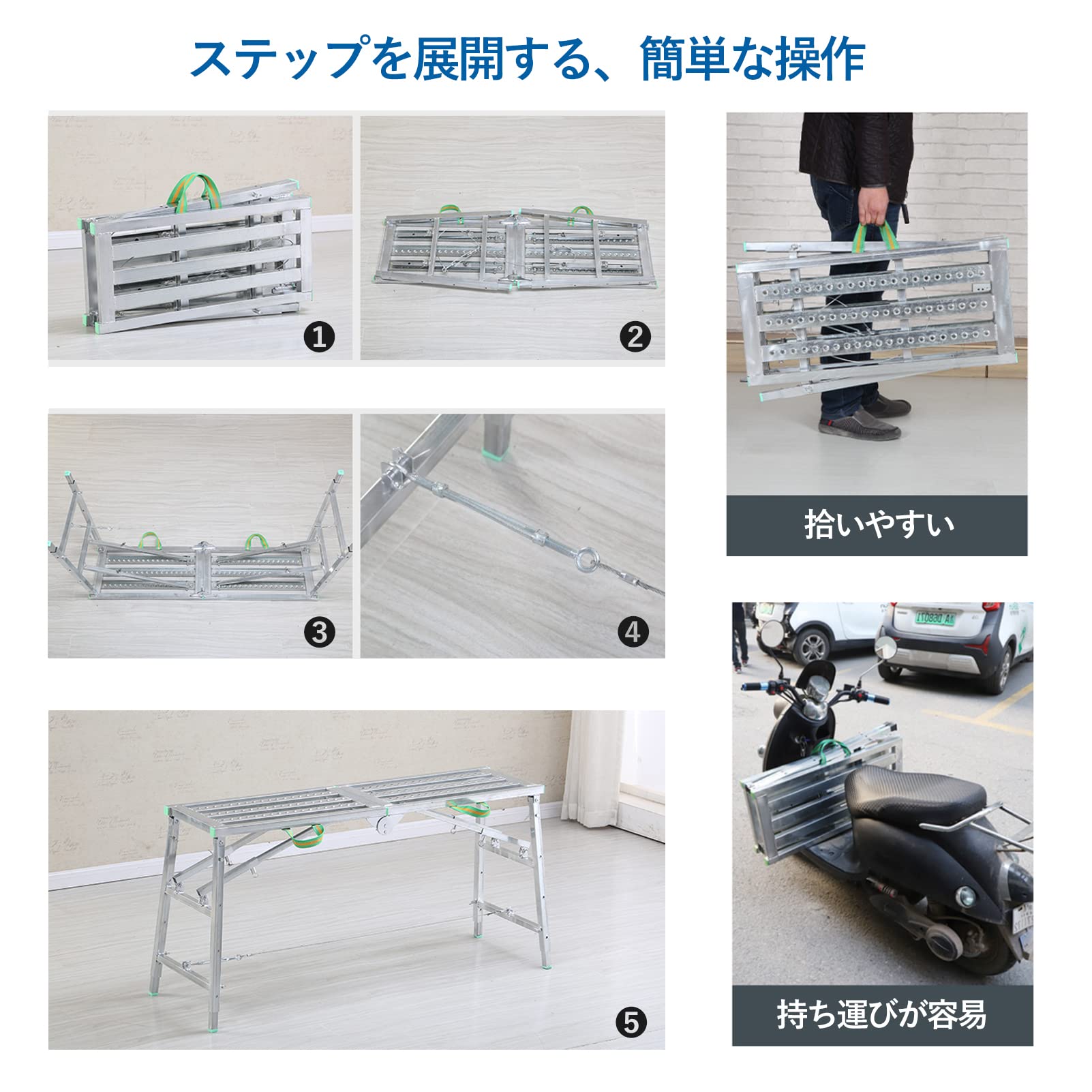 Amazon.co.jp: TRAGLO 脚立 足場 折りたたみ 踏み台 洗車台 軽量 伸縮