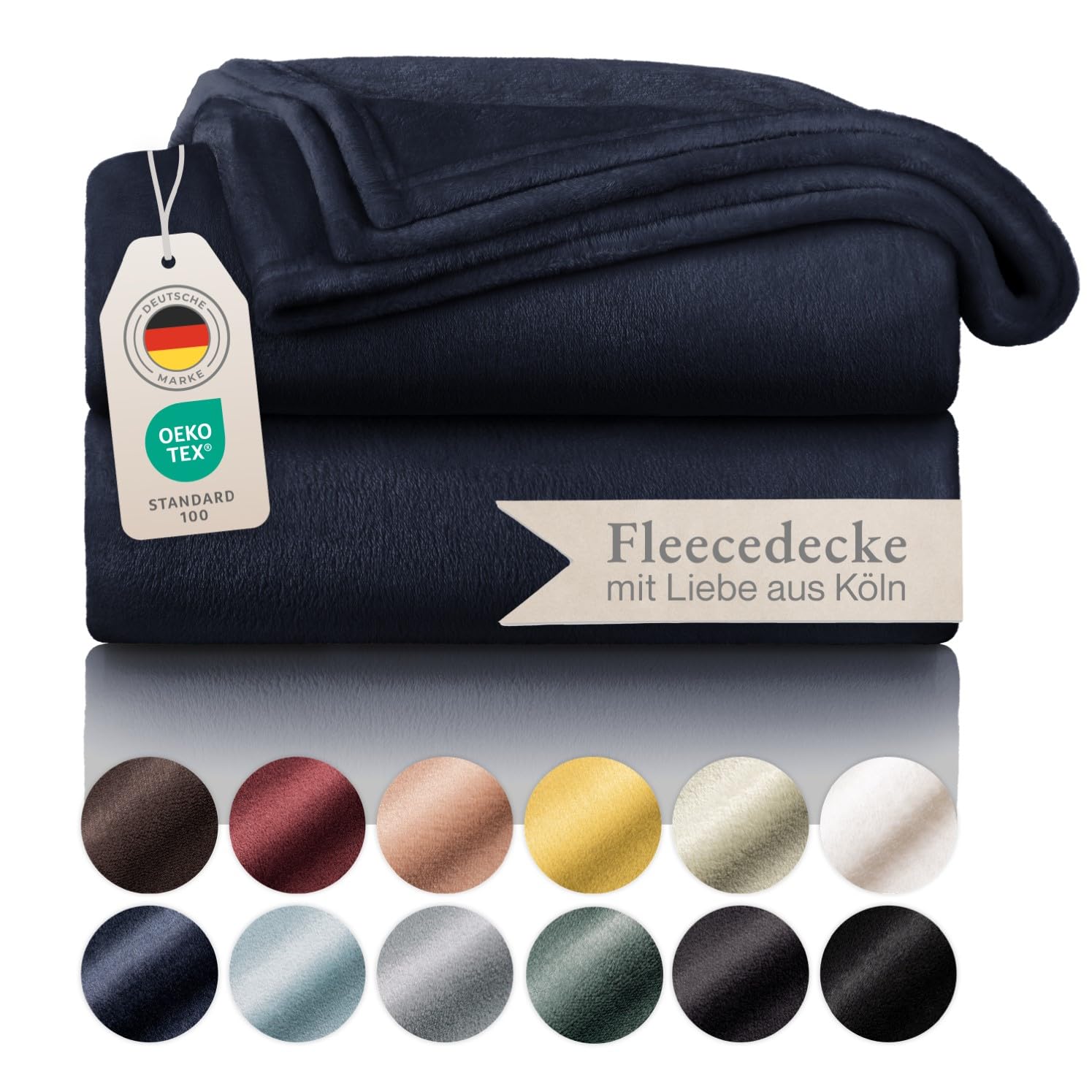 Blumtal Fleecedecke 270x230 cm - Oeko-TEX zertifizierte Kuscheldecke - Wohndecke 270x230 cm - weiche Decke Couch als Wohn- & Kuscheldecke - Flauschdecke - Kuscheldecke Sofa - Decke Fleece Dunkelblau