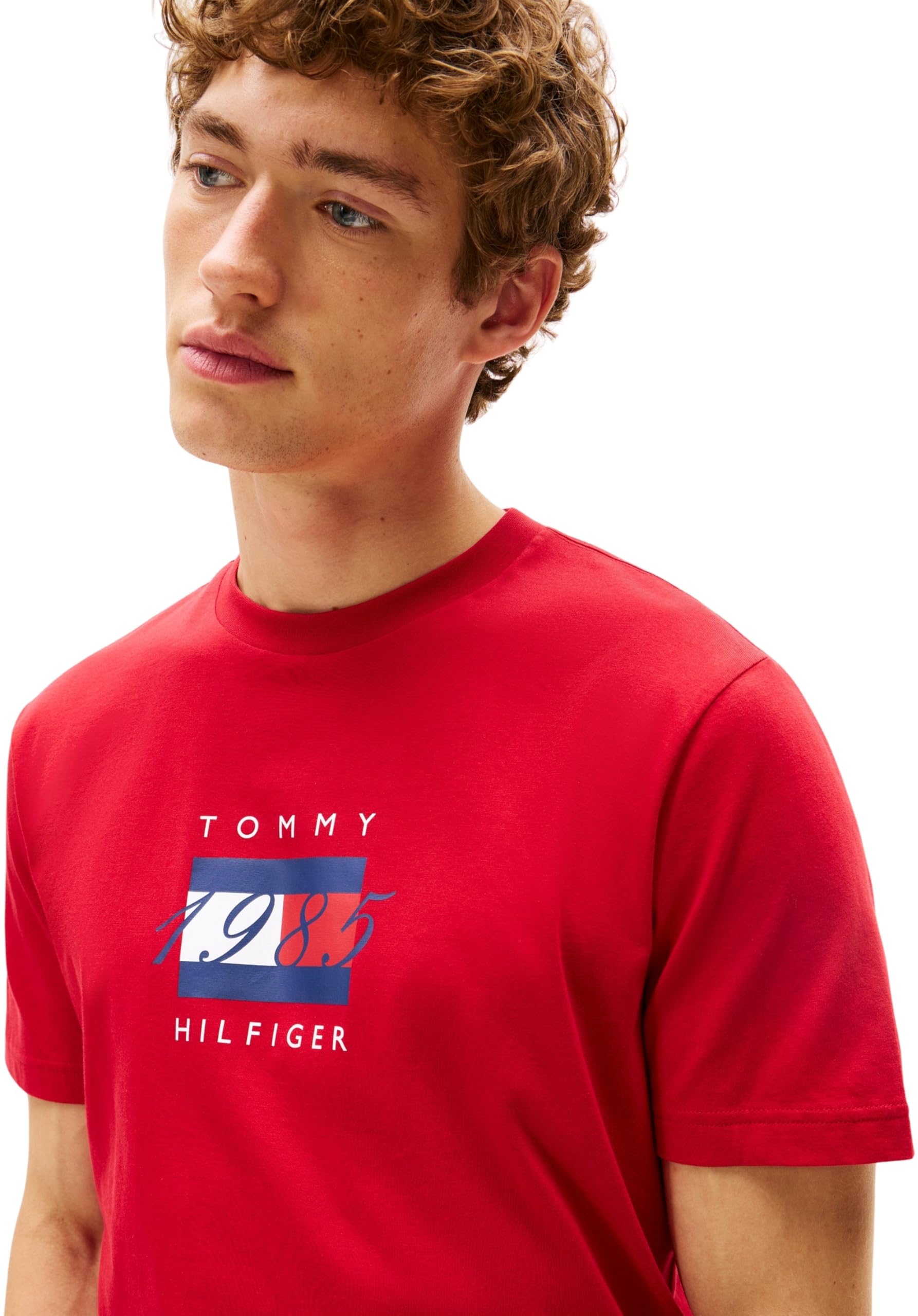 Tommy Hilfiger Camiseta de Manga Corta Hombre Linear Flag Graphic Regular Fit