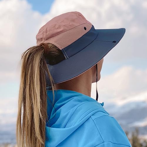 Miniatura 4 de Sun hat Womens,Women Hats with Brim Ponytail Hole UV Protection Boonie Hat for Outdoor Garden Beach Fishing Hat