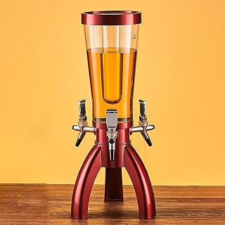 Dispensador de Cerveza Dispensador de Bebidas Tipo Torre Mimosa de 3 Grifos, Enfriador de Cerveza con Iluminación para Bar en Casa, Dispensador de Margaritas, Bebidas(Red)
