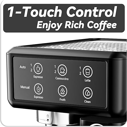 Miniatura 3 de Cafetera Expresso y capuchino, operación con un solo toque, cafetera de oficina adecuada, con espumador de leche automático, 20 bar, 1350 W