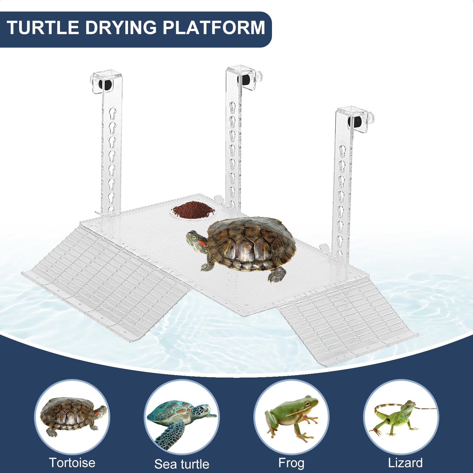 Platforma do wygrzewania żółwia akrylowa platforma zbiornika żółw regulowana wysokość żółw taras wiszące rampy terrarium do akwarium żółwia akwarium