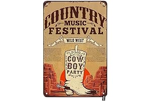 HOSNYE Country Music Posters: Tin Sign Party Flyer with Cowboy Boots Vintage Metal Wall Art