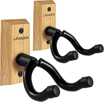 GH2 Guitar Wall Mount, 2 Pack Guitar Wall Hanger, Hardwood Wall Hook with Screws, U-Shaped Guitar Holder for Acoustic Guitar Electric Guitar Bass Banjo Mandolin, Guitar Wall Stand