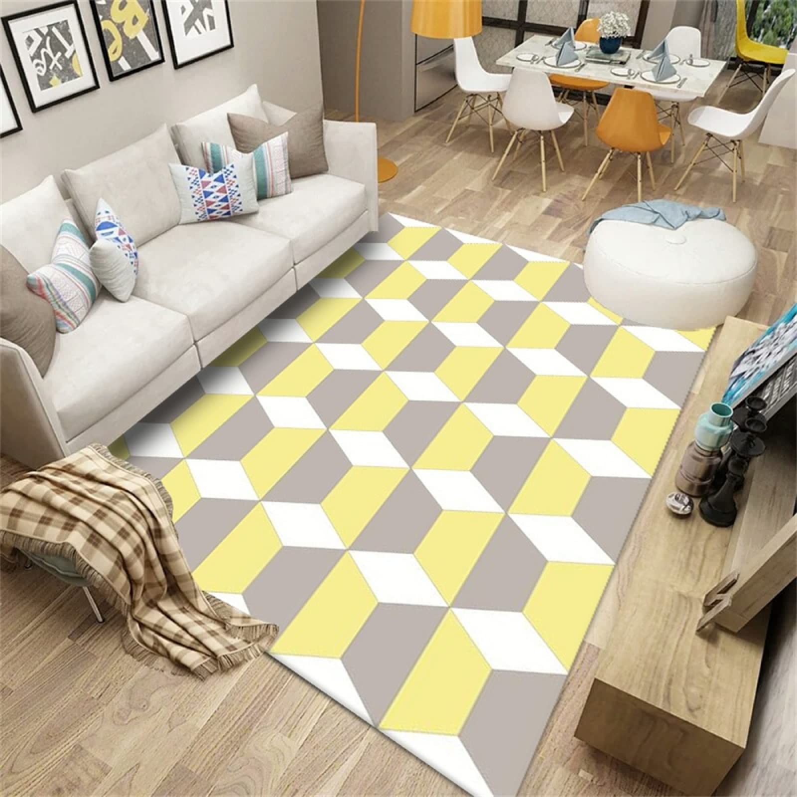 Tapis circuit voiture 60x90cm lavable et tapis d'éveil géométrique coloré